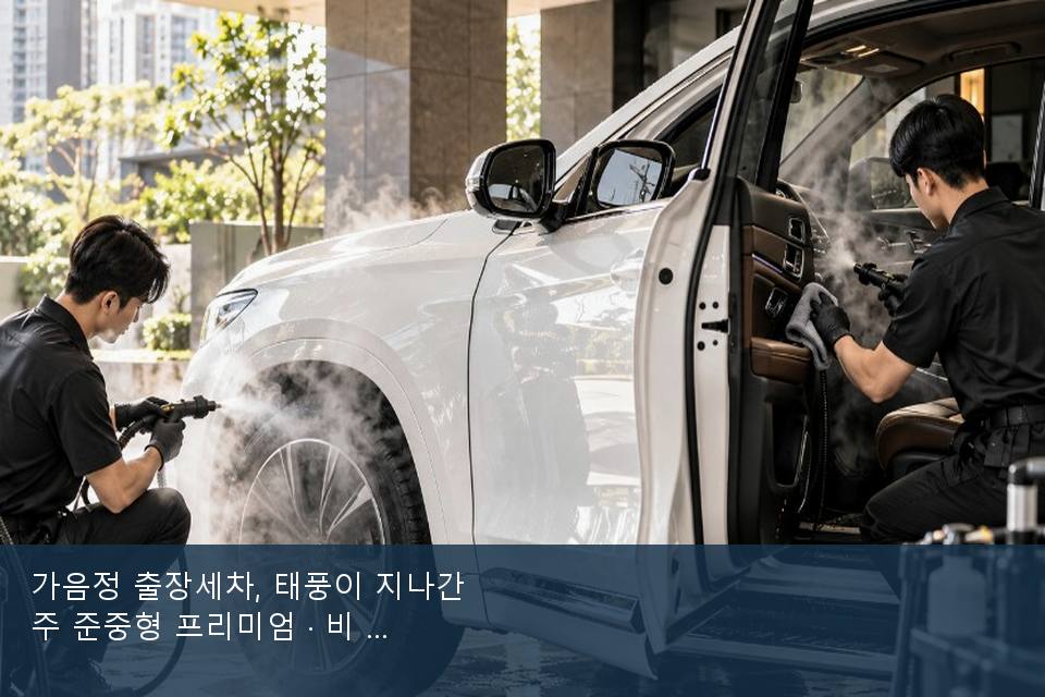가음정 출장세차, 태풍이 지나간 주 준중형 프리미엄 · 비 갠 뒤의 작업